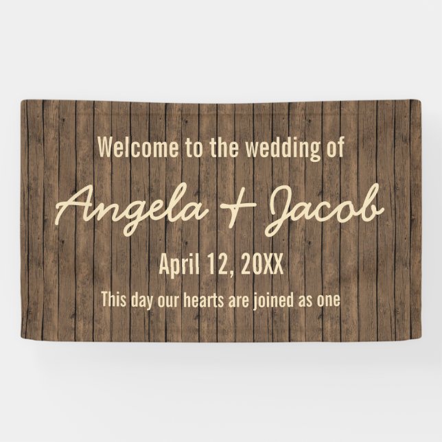 Rustic Wood Personalised Wedding Banner (Horizontal)