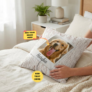 Rustic Wood Personalized Pet Photo Pillow for Mom