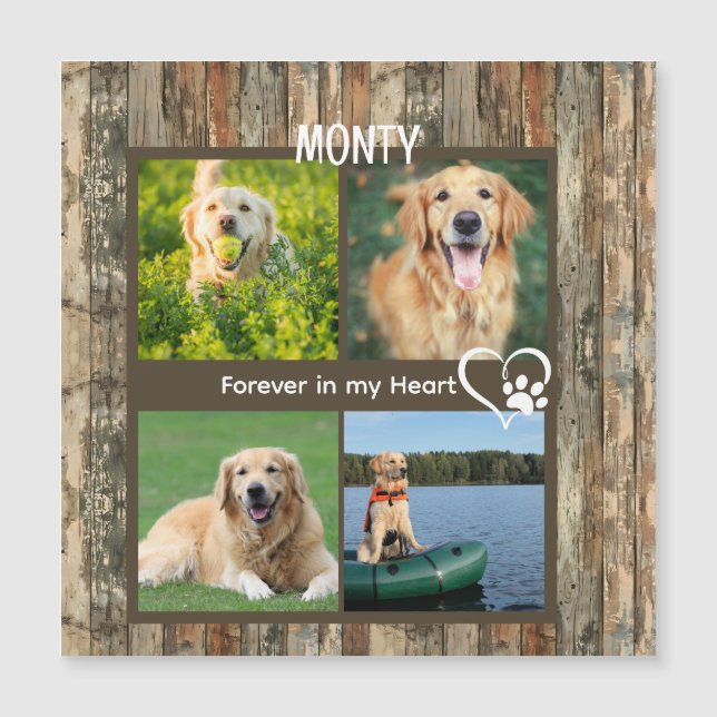 Rustic Wood Pet Keepsake Memorial Photo Collage  (Front)