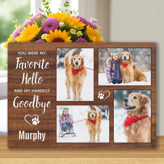 Rustic Wood Pet Memorial Keepsake Photo Collage Plaque (Creator Uploaded)