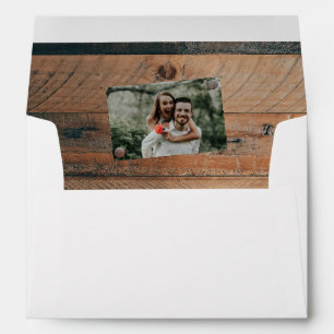Rustic Wood Photo 5x7 Wedding Invitation Envelope