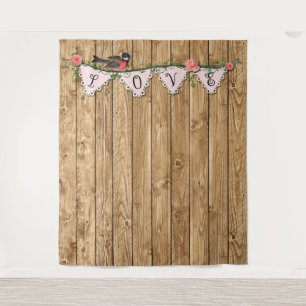 Rustic Wood Photo Backdrop Tapestry