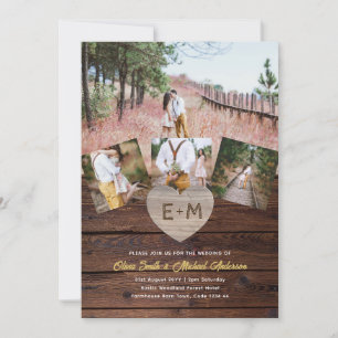 🌻Rustic Wood Photo Collage Woodland Forest Barn🌿 Invitation