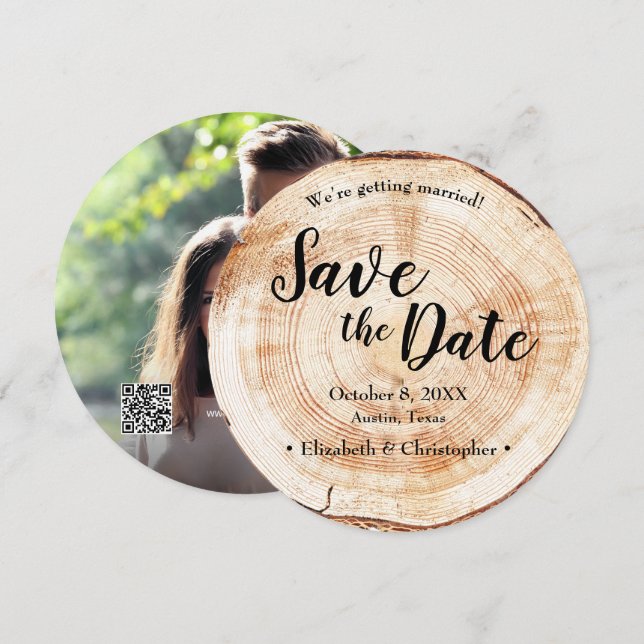 Rustic wood Photo country wedding save the date Invitation (Front/Back)