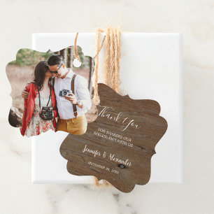 Rustic wood photo country Wedding Thank You Favour Tags