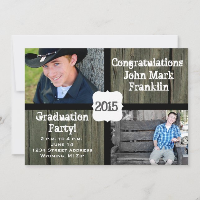 Rustic Wood Photo Graduation Announcement (Front)