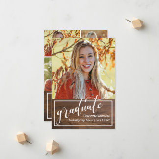 Rustic Wood Photo Graduation Announcement Invite