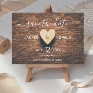 Rustic Wood Photo Save The Date Fall Wedding Invitation