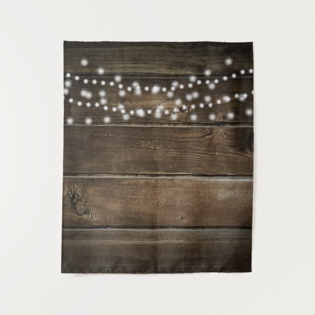 Rustic Wood Photo Textured Wedding Backdrop Tapestry (Front)