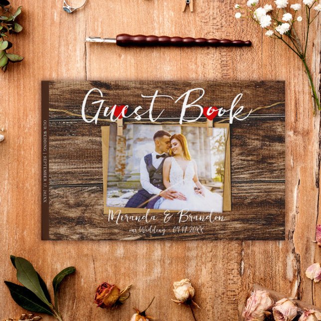 Rustic Wood Photo Wedding Guest Book (Creator Uploaded)