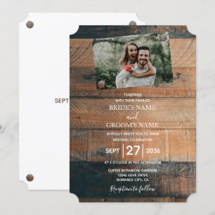 Rustic Wood Photo Wedding Invitations