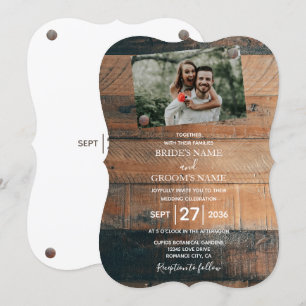Rustic Wood Photo Wedding Invitations