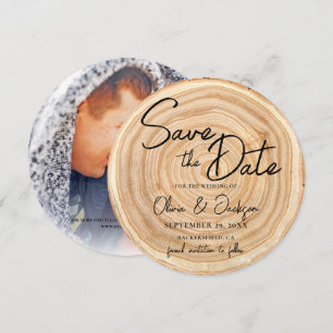 Rustic Wood Photo Wedding Save the Date Invitation