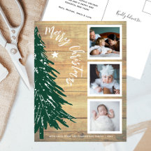 Rustic Wood Pine Tree Photo Collage Christmas