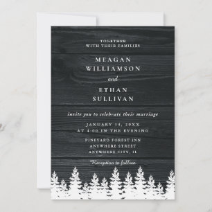 Rustic Wood Pine Trees Fall Autumn Winter Wedding  Invitation