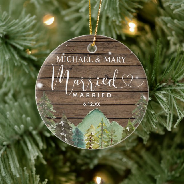 Rustic Wood Pine Trees Wedding Ornament Gift (Tree)