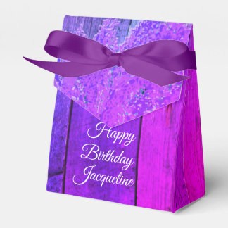 Rustic Wood Pink and Purple Lilac Personalised Favour Box