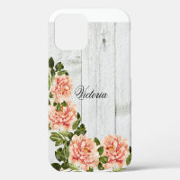 Rustic Wood Pink Floral Personalised Script