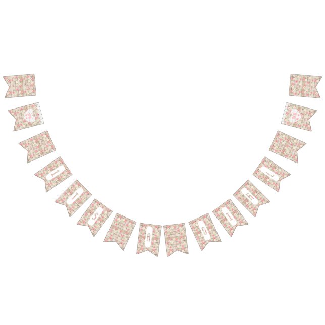 Rustic Wood Pink Flowers Baby Shower Banner (All)