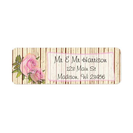 Rustic Wood Pink Rose Shabby Return Address Labels