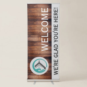 Rustic Wood Plank Church Retractable Banner