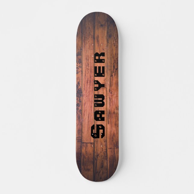 Rustic Wood Plank Flooring Strips Personalised  Skateboard (Front)