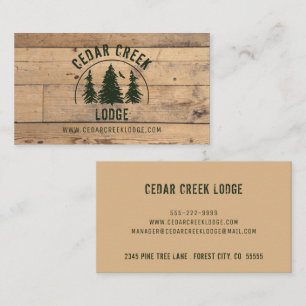 Rustic Wood Plank Green Forest Trees Business Card