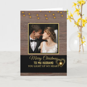 Rustic Wood plank  Merry Christmas to my Husband  Card