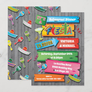 Rustic Wood Planks Mexican Fiesta Party Invitation