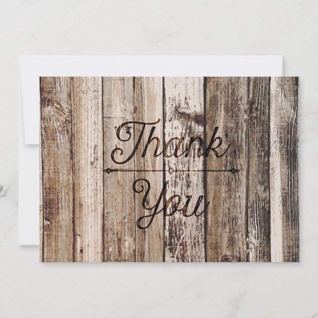 Rustic Wood Planks Thank You Card (Front)