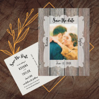 Rustic Wood Planks Wedding Photo Save Date