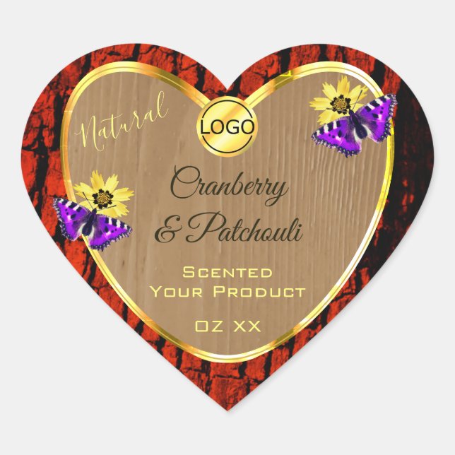 Rustic Wood Product Labels Purple Butterflies Logo (Front)