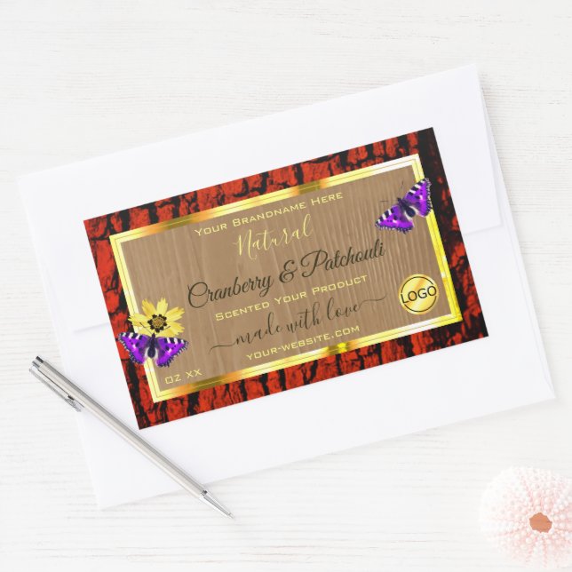 Rustic Wood Product Labels Purple Butterflies Logo (Envelope)