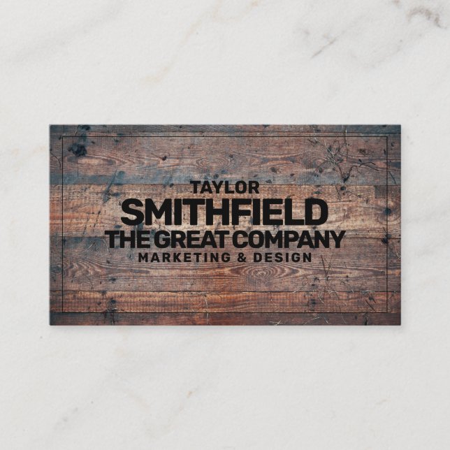 Rustic Wood Professional Business Card (Front)