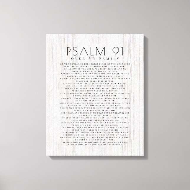 Rustic Wood Psalm 91 Over My Family Christian Sign (Front)