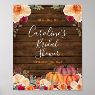 Rustic Wood Pumpkin Bridal Baby Shower Welcome Po Poster