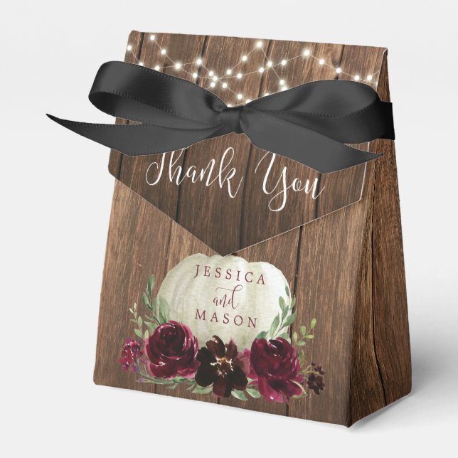 Rustic Wood Pumpkin Wedding Bridal Shower Favour Box (Front Side)