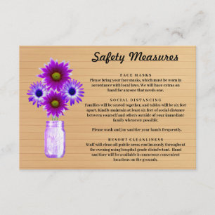 Rustic Wood Purple Floral Mason Jar Safety Measure Enclosure Card