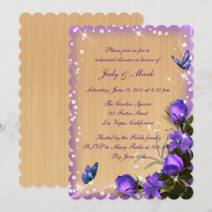 Rustic Wood Purple Floral Rehearsal Dinner Invitation