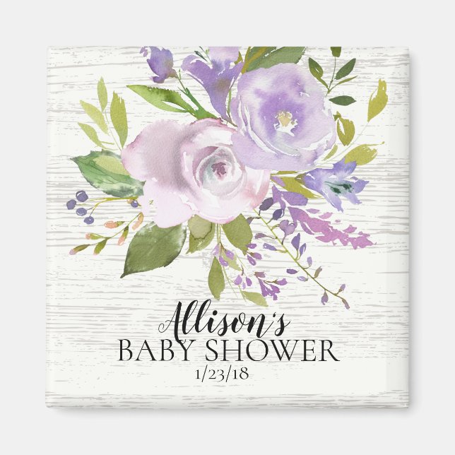Rustic Wood Purple Lavender Shower Favour  Magnet (Front)