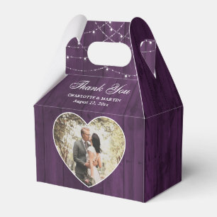 Rustic Wood Purple Wedding Photo Favour Box
