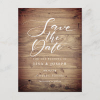 Rustic Wood QR Code Script Wedding Save the Date