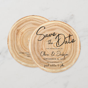 Rustic Wood QR Code Wedding Save the Date Invitation