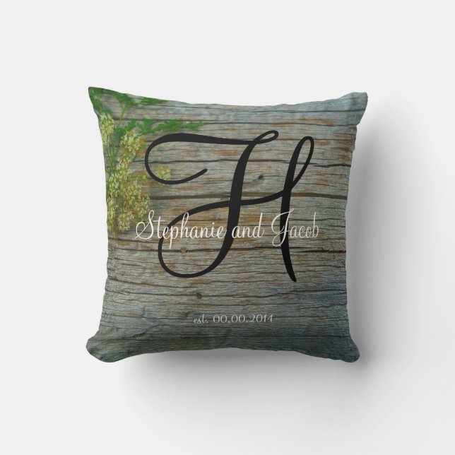 Rustic wood Queen Ann's Lace Wedding keepsake Cushion (Front)