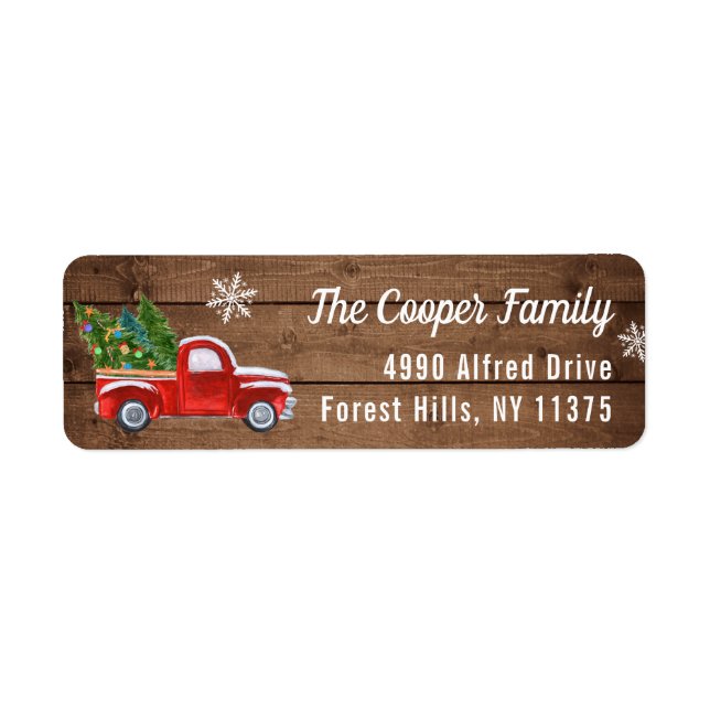 Rustic Wood Red Truck Christmas Tree Snowflakes (Front)