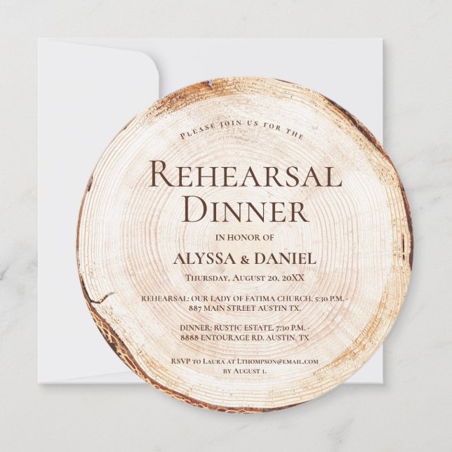 Rustic Wood Rehearsal Dinner Unique Wedding  Invitation (Front)