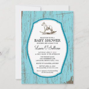 Rustic Wood Rocking Horse Baby Shower Invitation