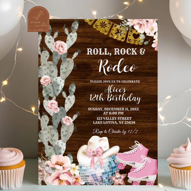 Rustic Wood Roll, rock and rodeo birthday Invitation (Creator Uploaded)