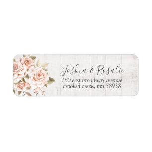 Rustic Wood & Romantic Roses Shabby Chic Address