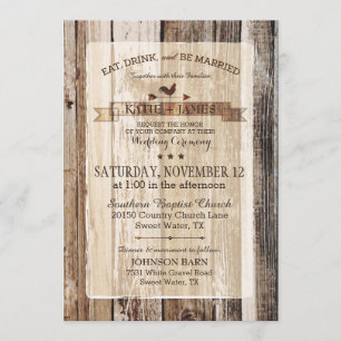 Rustic Wood Rooster Weather Vane Wedding Invitation